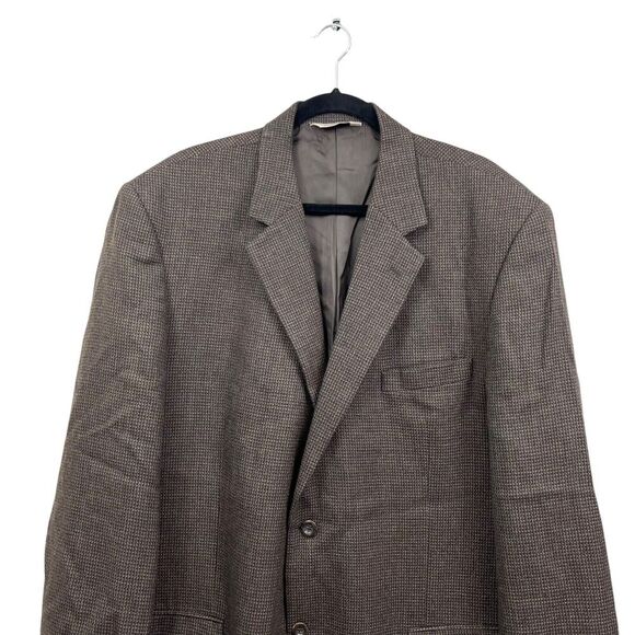 Pronto Uomo Mens Lambswool Blazer Sport‎ Coat 2 Button Ventless Brown Black 48L - Picture 2 of 6